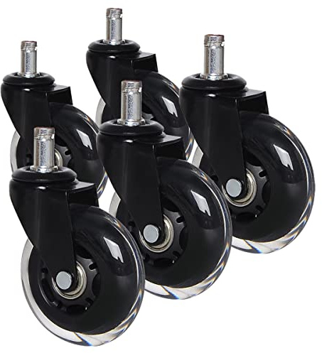 Castor Wheels 5PCS Office Chair Casters Hard Floor Casters Premium Caster Wheels for Parquet Laminate Swivel Chair Wheel for Office Desk Chair Casters Wheels