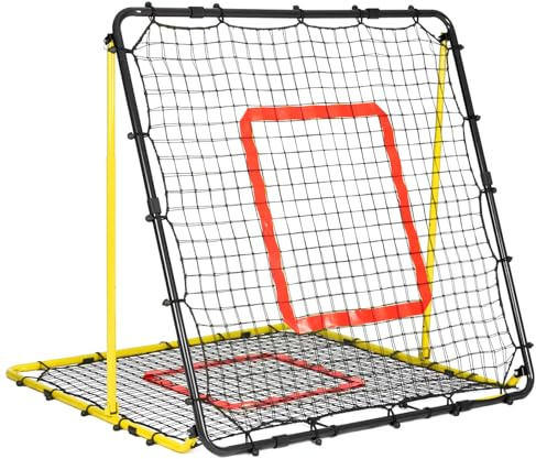 Rete Rimbalzo Calcio Pieghevole, 85 * 85 cm Rete da Rimbalzo per Pallavolo, Reti PE a Doppio Strato, Angolo Regolabile, Formazione Sulle Competenze per Calcio, Pallavolo e Pallacanestro