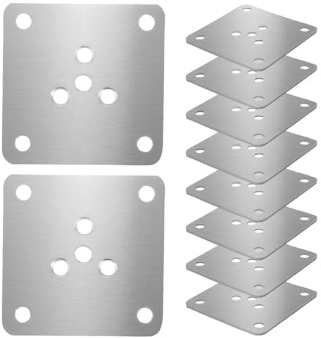 BESPORTBLE 10 Piezas de Herrajes para Conexión de Muebles, Placa de Fijación para Patas de Sofá 6x6 Cm 2.0 Mm 4 Orificios, Soporte Metálico para Reparación y Protección de Superficies