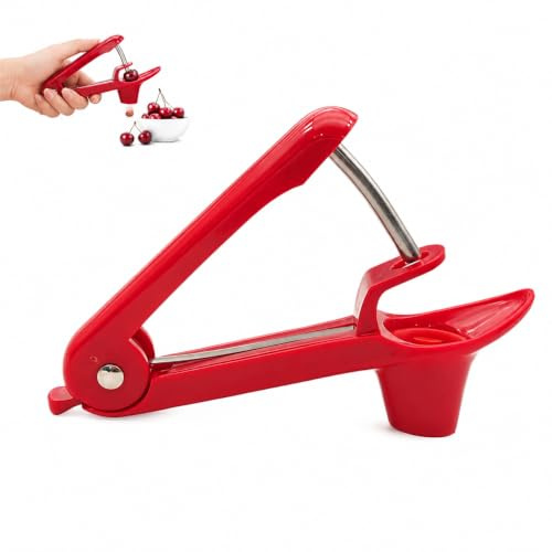 LeGeYo Snocciolatore Ciliegia in Acciaio Inox Snocciolatore Manuale con Ventosa per Ciliegie Prugne Olive Rosso