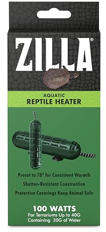 Zilla Aquatic Reptile Heater, Fully Submersible, Auto-shut Off, for Terrariums up to 40 Gallons