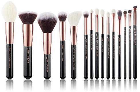 Jessup 15Pcs Rose Gold/Black Professional Makeup Brushes Set Make up Brush Tools kit Foundation Powder Definer Shader Liner T160
