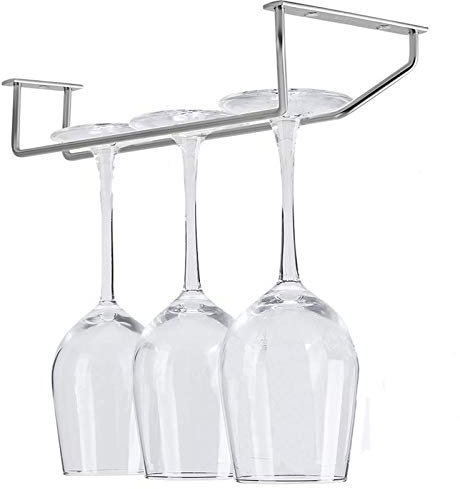 Wine Glass Rack, Bebester 11 Inch Wine Glass Holder Stainless Steel Wine Glass Hanger Air Drying System - Holds Any Type of Stemware Glassware Wine Glasses and Flutes