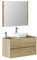 Baikal Mueble de Baño Onyx. Mueble MONTADO, Mueble 2 cajones. Mueble Baño con Lavabo. Mueble Suspendido. Armario de Pared. Lavabo Cerámico. Incluye Espejo. 100cm Nature.