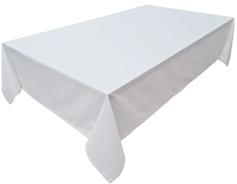 Hochwertige Tischdecke Tischwäsche aus 100% Baumwolle Kollektion Konzept, Farbe & Größe wählbar (Tischdecke - 150x220cm, Weiß)