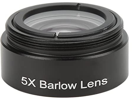ASHATA 5X Barlow Lens, 1.25 Inch, M28.6 Threaded Interface, Aluminum Alloy, Broadband Coated, Microscope Auxiliary Objective Lens for Astronomical Telescope Eyepieces