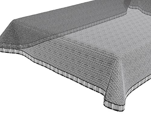 BEAUTEX Moa Weichschaum Tischdecke mit Fransen, Garten, Balkon, Terrasse, Camping - Eckig 130x160 cm, Anthrazit