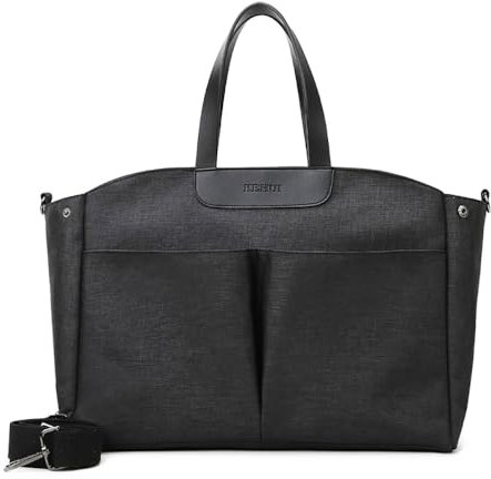 Vllcsla Wickeltasche Kinderwagen Damen Wasserdicht, Schwarz, Baby Taschen für Mama Papa, Elegante Wickeltasche Große, mit 2 Kinderwagen Haken & Isoliertasche, 38x15x27 cm, Multifunktions, Universal