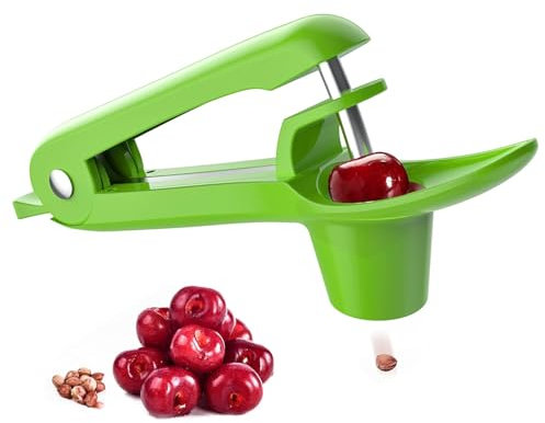 Soeuyd Togli Nocciolo Ciliegie, Snocciolatore Ciliegie, Snocciola Ciliegie con Gambo in Acciaio Inox e Coppa con Supporto in Silicone, Rimuovi Facilmente i Noccioli per Fare la Marmellata di Ciliegie