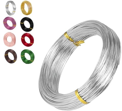 18 Gauge Aluminum Craft Wire, 1mm 150 Ft/45m Silver Bendable Metal Crafting, Floral & Jewelry Making, Binding Wire for Wreaths