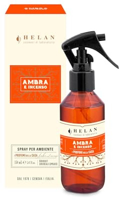 Helan Ambra e Incenso - Profumatore per Ambienti, Profumo Ambiente Spray dalle Note Orientali e Cipriate con Bergamotto, Idee Regalo Deodorante e Profumatori Ambiente, 150 ml - Profumi Made in Italy