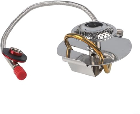 Camping-Gaskocher 3200W aus Edelstahl mit winddichtem Design, tragbarer Outdoor-Campingkocher mit Schlauch und Vorheizrohr, kompatibel mit Alkoholkochern wie Trangia