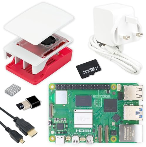 Barium Electronics Starter Kit for Raspberry Pi 5 16GB RAM | 27W Power Supply | 64GB MicroSD Card | Case with Integrated Fan and Heat Sink | 4K 60Hz Micro-HDMI Cable