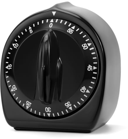 Kitchen Timers for Cooking, 60 Minute Wind Up - Chef Cooking Timer with Loud Alarm,100% Mechanical Desk Timer -No Batteries Required - Manual Countdown timers for Home, Study and Cooking (Black)