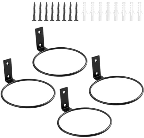 Hanlintk Lot de 4 anneaux de support muraux pour jardinière, noir mat, en fer massif, résistants à la rouille, pour décoration intérieure et extérieure, 12,5 cm