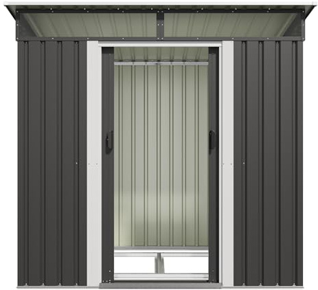 Devoko Abri à outils en métal 183 x 109 x 182 cm avec fondation, 3,6 m³ Abri à outils avec lucarnes et toit en appenti, extérieur, résistant aux intempéries, abri à vélos, abri de jardin pour terrasse