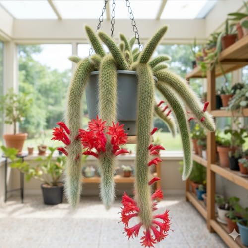 Monkey Tail Cactus Plant, Live Trailing Cactus Succulent, 6-8 Inch Tall for Planting