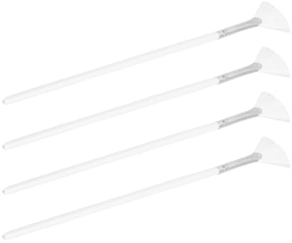 TIKODIDA Pinceles de Abanico para Mascarillas Faciales 4 Piezas Mango Largo, Cepillos Suaves para Aplicación de Barro y Sueros, Set de Brochas Maquillaje Mujer para Cuidado Facial Diario
