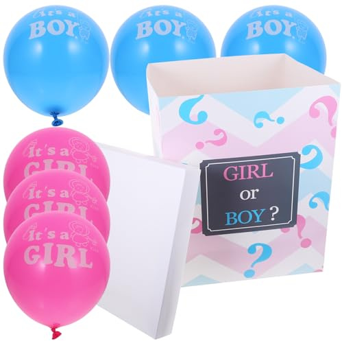 SHERCHPRY Scatola di Palloncini Gender Reveal in Carta, Decorazione per Shower, per Annuncio Boy o Girl