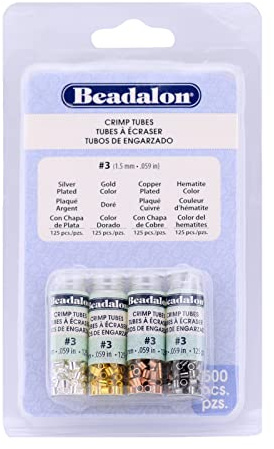 Beadalon Tube Assorted Color Variety Pack for Jewelry Making & Beading, 3-600 pcs, Silver, Gold, Copper, Hematite