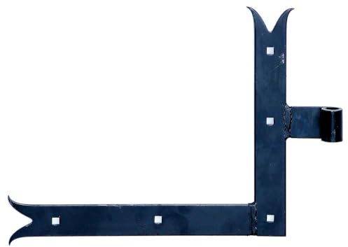 Alberts 306458 Penture équerre | bout droit ou queue de carpe pour le haut ou le bas | laquée noire | gond Ø 14 mm | 250 x 300 x 35 mm