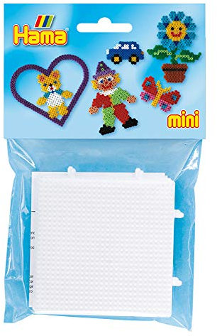 Hama Perlen 5202 Stiftplatten 2er Set Quadrat für Mini Bügelperlen mit Durchmesser 2,5 mm in weiß, kreativer Bastelspaß für Groß und Klein