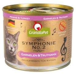 GranataPet Symphonie No. 2 Con Gamberetti e Tacchino - Cibo per Gatti Senza Cereali e Zuccheri Aggiunti - Bocconcini in Gelatina - Umido Delicato - 6 x 200 g