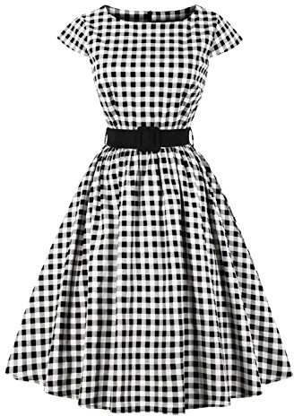 AXOE Robe Vintage Femme Années 50 Coton A Ligne Ceinturée