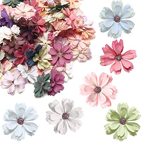 Gativs Künstliche Blumenköpfe 60 Stücke Bunt Seidenblumen Deko Blütenköpfe 4,5cm Kunstblumen Basteln Blumen Köpfe für Basteln Scrapbooking Home Deko Deko Blumen Multicolor