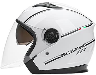 LIONCIANO Motorradhelm mit Doppelvisier, Jethelm Jet-Helm Roller-Helm Scooter-Helm Moped Mofa-Helm Chopper Retro Vintage Jethelme(Weiß)