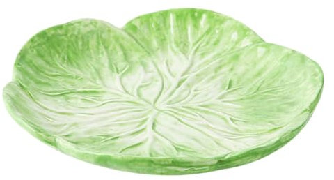 GANAZONO Green Ceramic Salad Plate Porcelain Cabbage Shaped Plates Round Appetizer Bowl for Kitchen Dessert Dinner Pancakes Steak