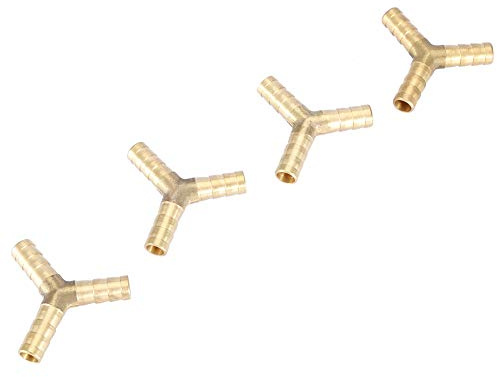 Mässing Hullingförsedd Koppling 3-vägs Slangkoppling Pansement Rouleau 3-vägs Y-form Slang Hullingförsedd Splitter Delad Vatten Bränsle Luft OD(8 mm (4 st))
