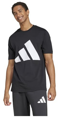adidas Uomo Essentials Big Logo Single Jersey tee, Black/White, XL