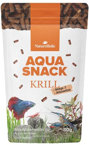 NatureHolic AquaSnack Krill Sticks | Mangime aggiuntivo di alta qualità per acquari | Krill Leckerlis ricco di proteine | Mangime per gamberetti, granchi, acquari e pesci ornamentali