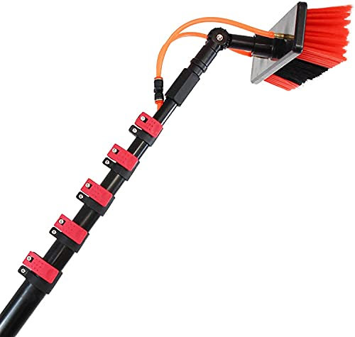 Baguette de nettoyage de fenêtre de 3,6 à 11 m, brosse rétractable pour approvisionnement en eau, kit de nettoyage de fenêtres, baguette d'alimentation en eau/tuyau (7,2 m)