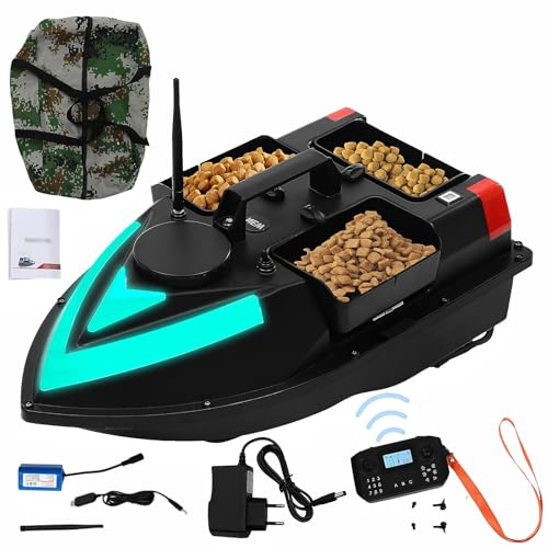 Garbenat 500 m RC betesbåt ABS fiskedrag båt fjärrkontroll foderbåt med GPS och LED-lampa 3 betesboxar fiskedrag båt fiske foderbåt för sjöar, floder, hav 100 positionspunkter