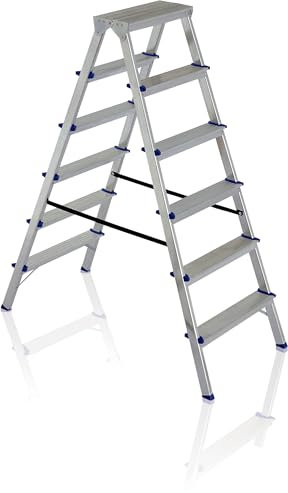 Fortena Haushaltsleiter Doppelleiter 2x6 Stufen Aluminium 150 kg Belastung