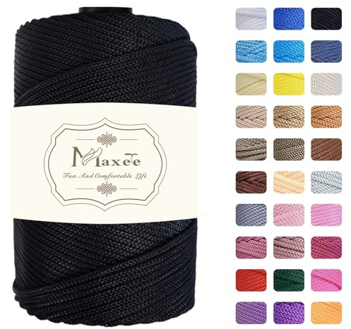 Maxee Macrame Yarn 3 mm x200m,Premium Polyester garn 1 er Pack (je 230g/200m),100% Polypropylene für Handwerk, Heimdekoration, Teppiche, Handtaschen, Taschen, Hängetaschen, etc, mit insgesamt 31 Farbe