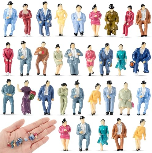 Namalu 50 Piezas Miniaturas Figuras para Modelismo Ferroviario Mini Personas Peatones Sentadas y de Pie Diferentes Poses Escala H0 1: 87 Figuras Modelos para Proyecto de Planificación Arquitectónica