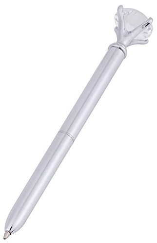 Walfront Crystal Ballpoint Pen, Metal Ballpoint Pen with Rhinestone Decor, Silver Office Supplies Gift Stationery for Writing Instruments