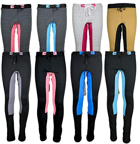 MS-Trachten Leni REIT - Leggings da equitazione per bambini, Nero/guarnizioni turchese, 158-164 cm