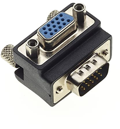 Keple Adattatore VGA Ad Angolo Retto Di 90 Gradi, Accoppiatore Di Estensione Da Maschio A Femmina A 15 Pin, Adattatore Angolato Da Maschio A Femmina VGA A 15 Pin Per Montaggio A Parete, TV, Monitor