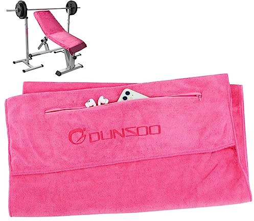 DUNSOO Fitness Handtuch I 120x50cm I Mikrofaser Sporthandtuch mit Reißverschlusstasche für Fitnessstudio und Training I Gym Handtuch (Rosa)