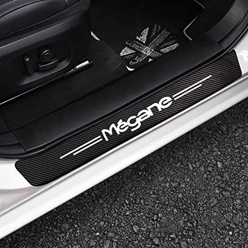 Symilov 4 Piezas Pegatinas Protective de Umbral de Puerta de Coche para Renault Megane 2 3 Scenic 4 1, Tiras Decoración para Estribos de Coche de Fibra de Carbono con Logotipo,Black