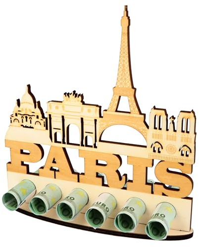 XL Geldgeschenk aus Holz Reisegutschein Paris|Geschenkidee|Gutscheinverpackung|witziges Geschenk|Geldgeschenk für Frauen und Männer (Paris)