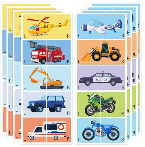 Lot de 80 autocollants mignons pour voiture droite gauche 7,6 x 3,8 cm – Autocollant de semelle d'avion de dessin animé pour chariot élévateur de chariot élévateur enfants garçons filles autocollants