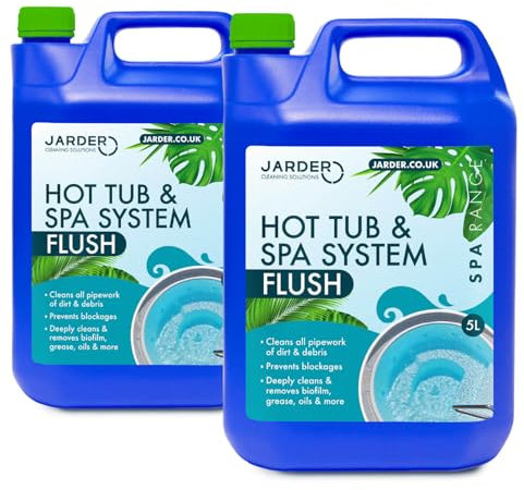 Jarder Hot Tub and Spa System Flush 10L - Cleans and Sterilises all Internal Pipework - Removes Dirt, Oil, Grease and More - 20 Treatments per 10L