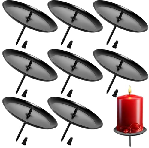JCOTCL 8 portacandele a forma di corona dell'Avvento, portacandele per Halloween, in metallo, decorazione natalizia, colore nero