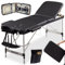 Arebos Camilla de masaje móvil con 3 zonas, mesa de masaje, plegable, altura regulable, cama de masaje de aluminio, portátil, incluye accesorios, reposacabezas, reposabrazos y bolsa de transporte,