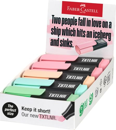 Faber-Castell 154211 - Textmarker Set TXTLNR, 10 Pastell Marker für Kinder und Erwachsene, Textmarker Mini